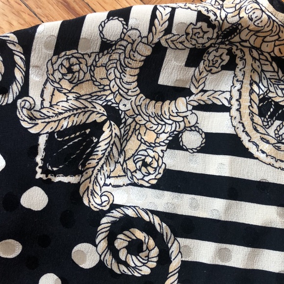 Vintage Carlisle black & cream SILK  blouse (size 12) - Picture 3 of 12